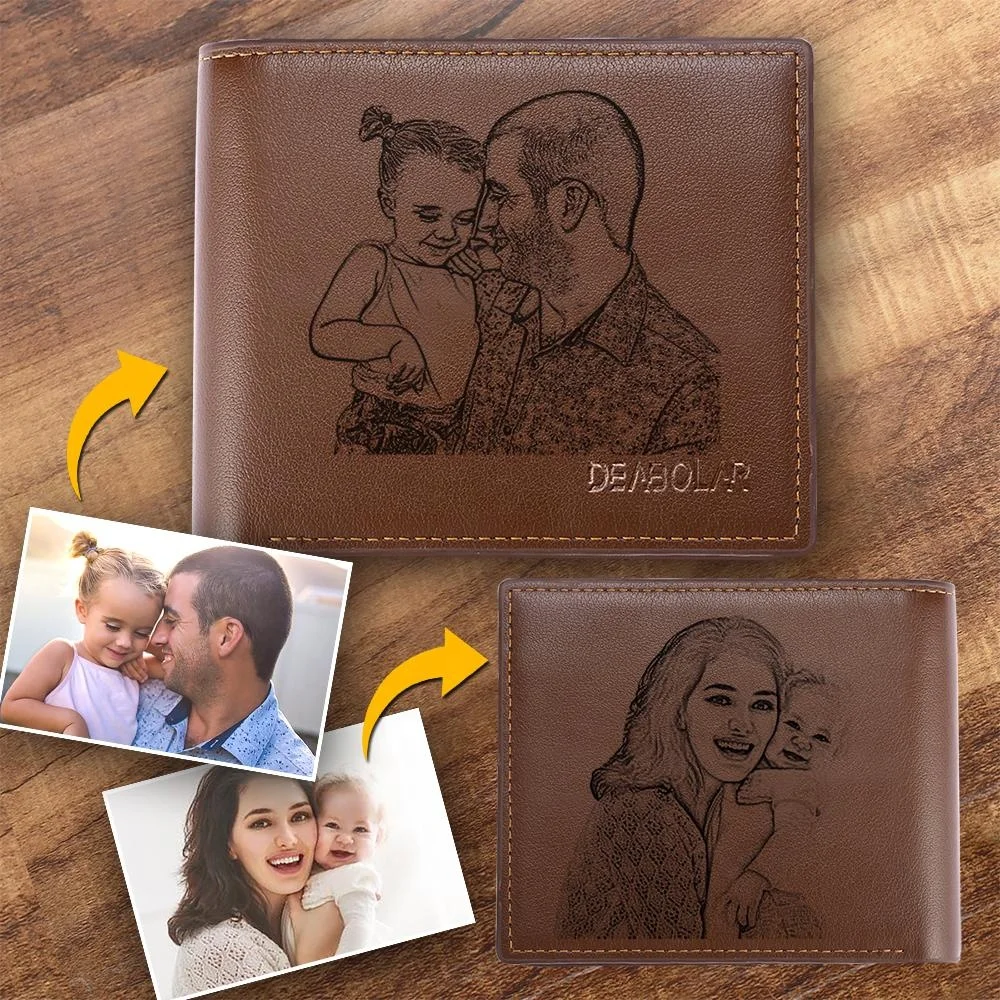 

Fathers Day Gifts Wallet Custom Made Mens Leather Short Logo Wallet Carteira Masculina