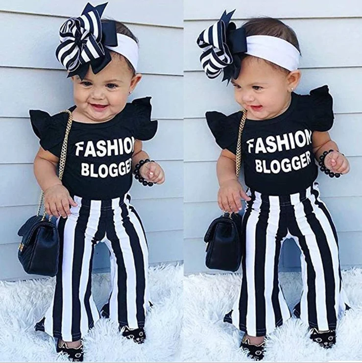 

2020 Children Clothes Summer New Short-Sleeved Letter Tops And Flared Pants Girl Clothing Sets Wholesale, As picture or customized