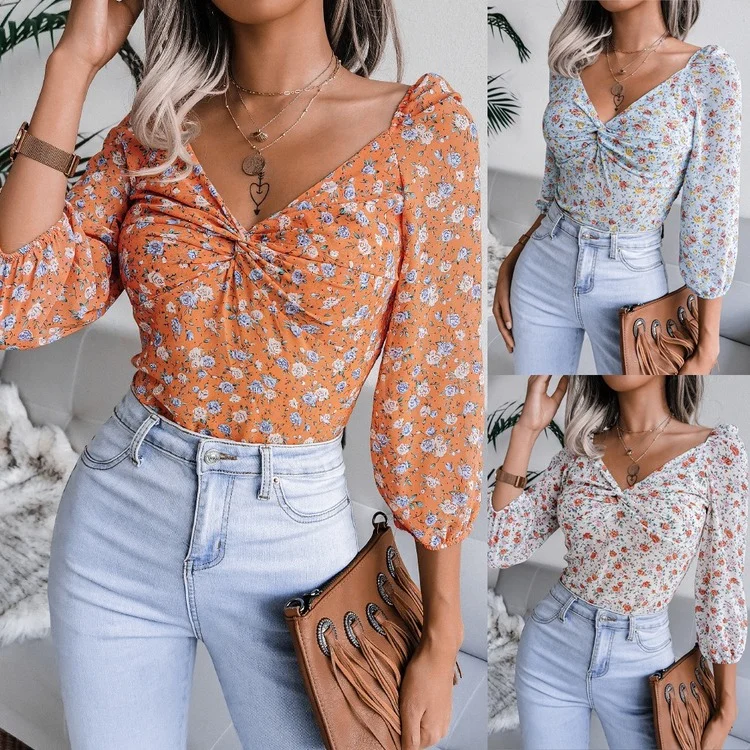 

Women Tops And Bloues Sexy Women Long Sleeve V-Neck Shirt Drawstring