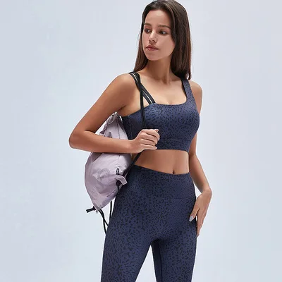 

2021 Hot Sale Leopard Panther Yoga Set Bra Legging Set Crop Top High Waist Yoga Pants Animal Print Yoga Set, 7 colors