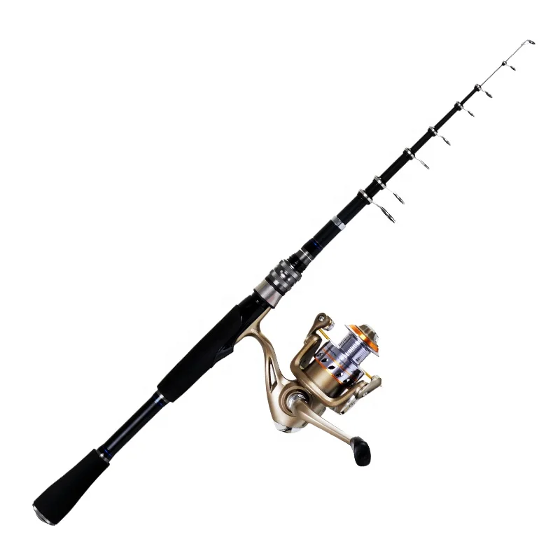 

1.98m Carbon telescopic rods salt water fishing rods combo spinning fishing rod with reel