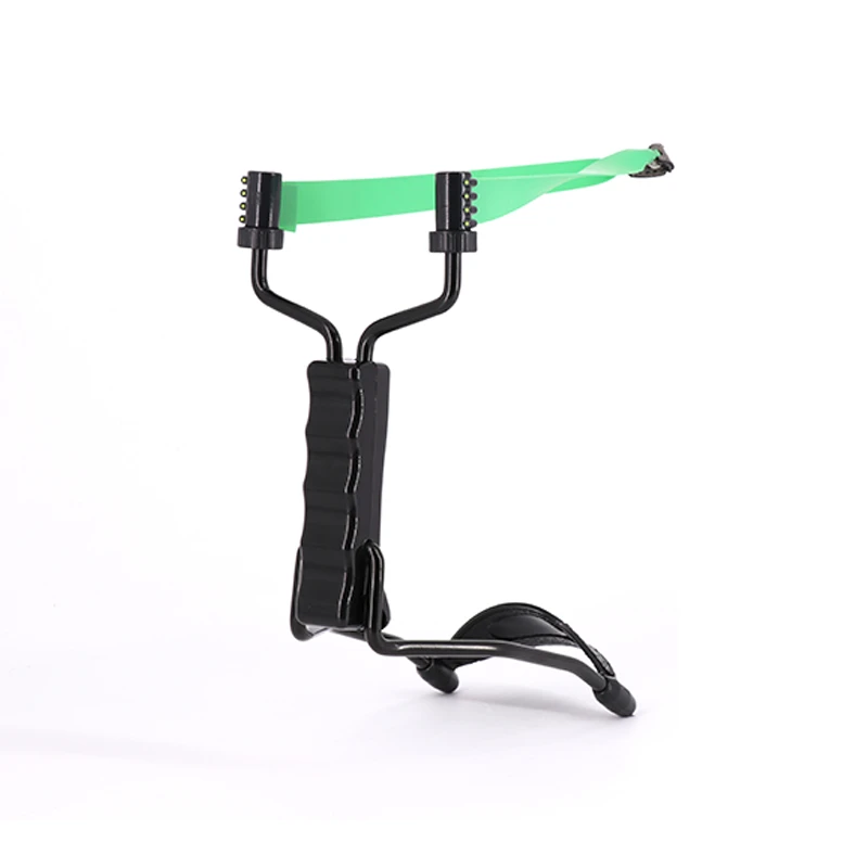 

Shooting Accessories Slingshot Outdoor Hunting Flat Rubber Bands Wrist Support Deluxe Folding Slingshot, Black and green