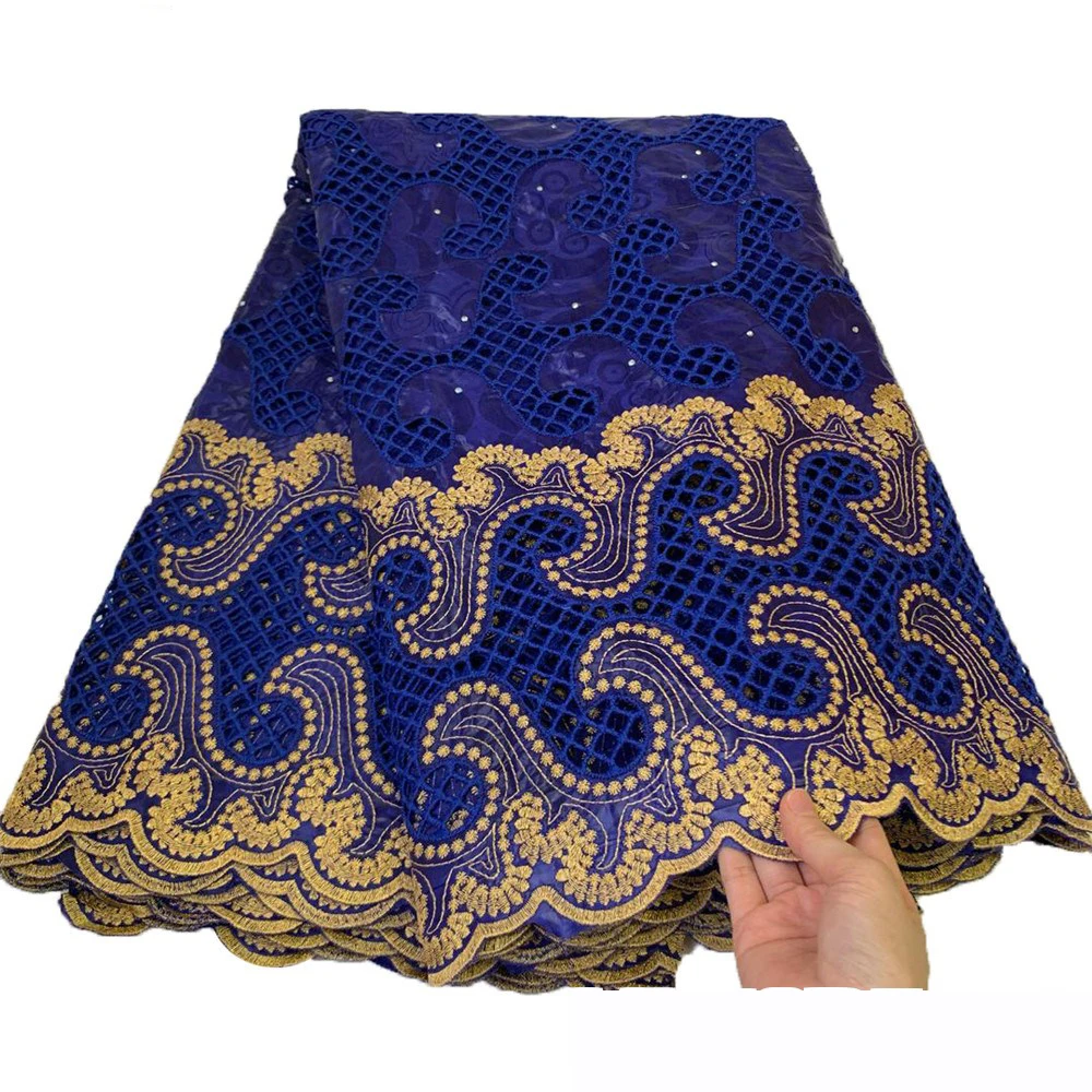 

Beautifical royal blue basin bazin 100 cotton lace fabric ML56B54, Customized