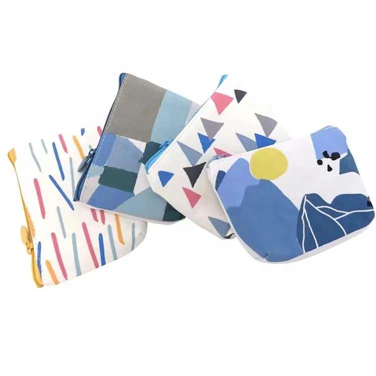 

Factory price high quality cotton canvas Coin Zipper Pocket Wallet, Colorful