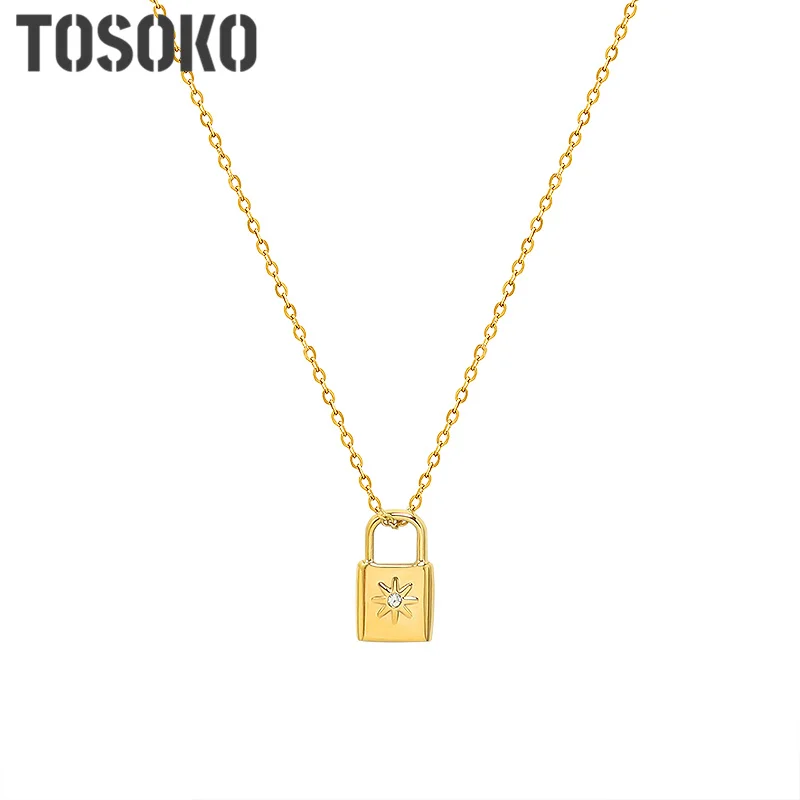 

Stainless Steel Jewelry Lock Pendant Zircon Necklace Women's Simple Fashion Clavicle Chain BSP924