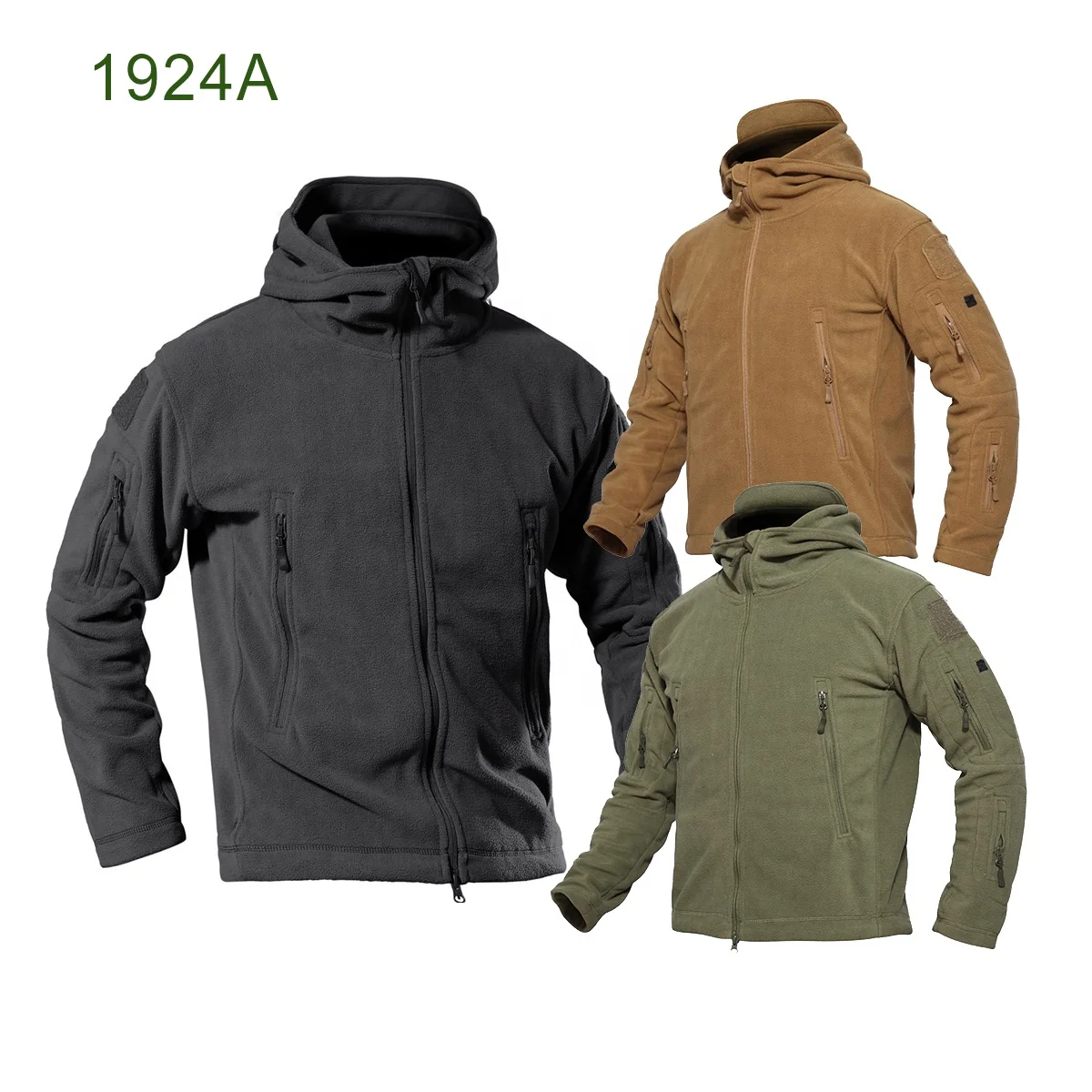 

Stock Men's Polar Fleece Military Hoody Jacket Coat Army Military Tactical Combat Coat Hoodie jacket Custom Embroidery Logo