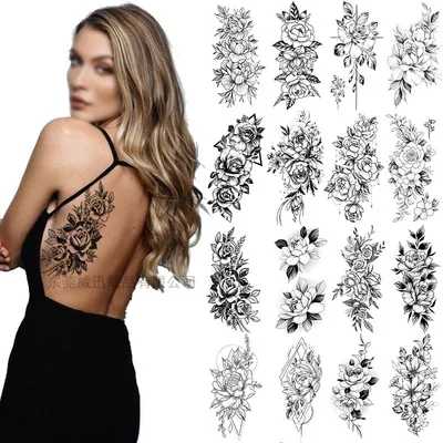 

2021 Fashion Body Arm Art Lovers Cool Temporary Tattoo Stickers Fake Tatoo Arms Sticker, Black