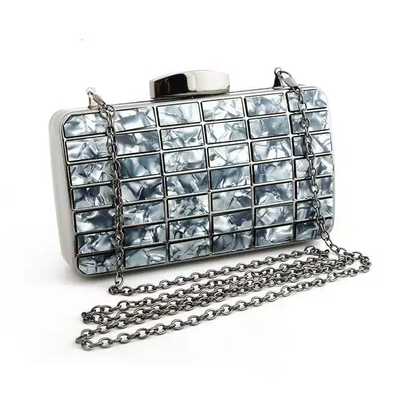 

Women Luxury Acrylic Stone Clutch Case Cocktail Party Prom Evening Bag Pearl Effect Lady Sling Crossbody, Pink/black/white/blue/