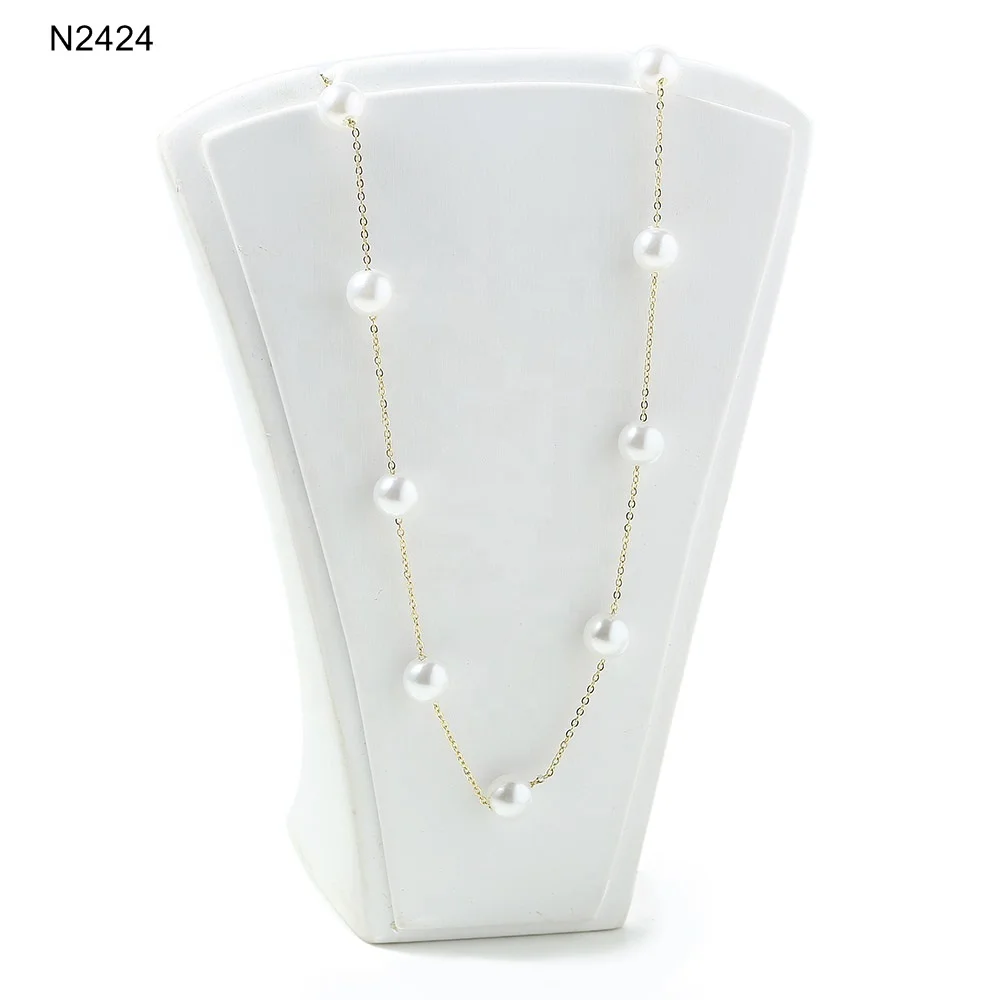 

Trendy European Hot sale 14K Gold Exquisite Pearl Necklace Never Fade Jewelry Sweater chain Long Necklace