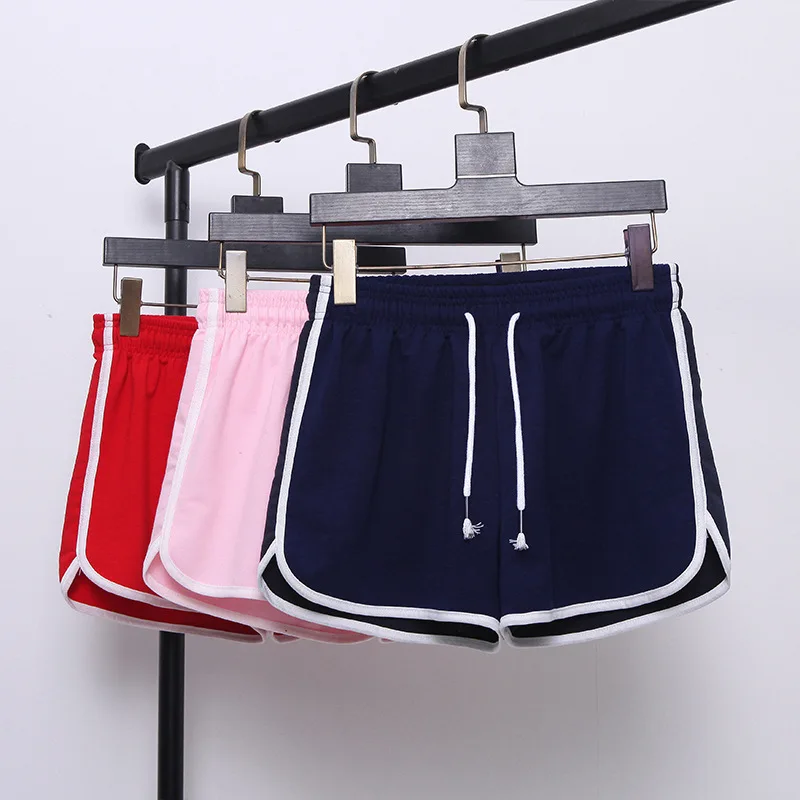 

Summer Casual Curled Side Shorts Women Knitted Sweat Shorts Ladies Drawstring Elastic Waist Pocket Short Pants