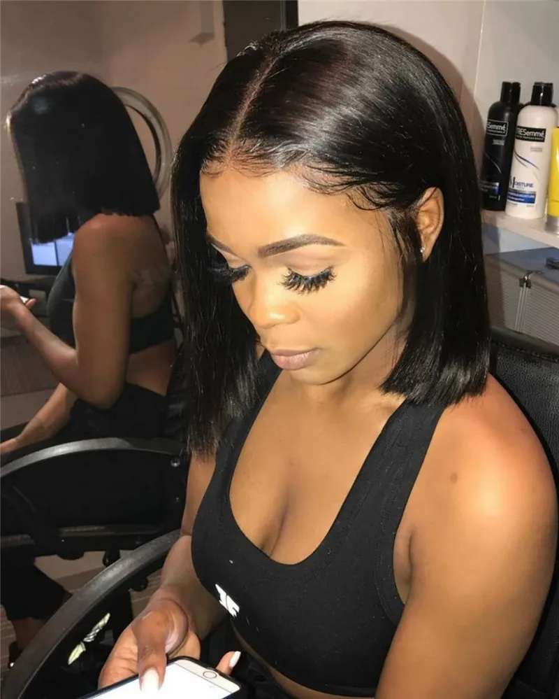 

100% Cuticle Aligned Virgin Hair lace Front Bob Wig, Unprocessed Brazilian Human Hair Short Bob Wigs