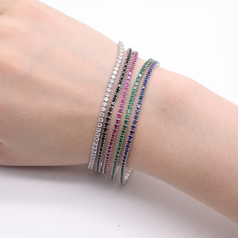 FYB73 Spot Tennis Chain Bracelet 925 Sterling Silver 1.5mm/1.75mm/2mmCZ Cubic Zirconia Tennis Bracelet women's
