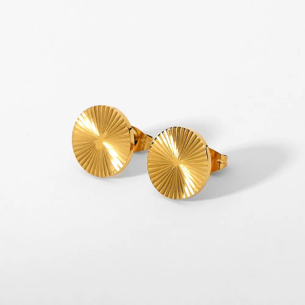 

New small Sun Gold Stud perfect Jewerly Gold plated stainless steel sunlight Post Studs earrings fashion