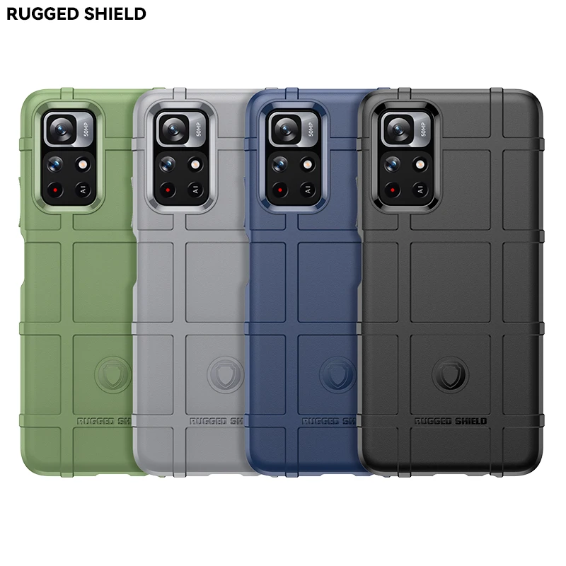 

Rugged Shield Tpu Shockproof Phone Back Cover Mobile Phone Bags Soft Phone Case For Xiaomi Redmi Note 11 /Poco m4 Pro 5G, 4colors