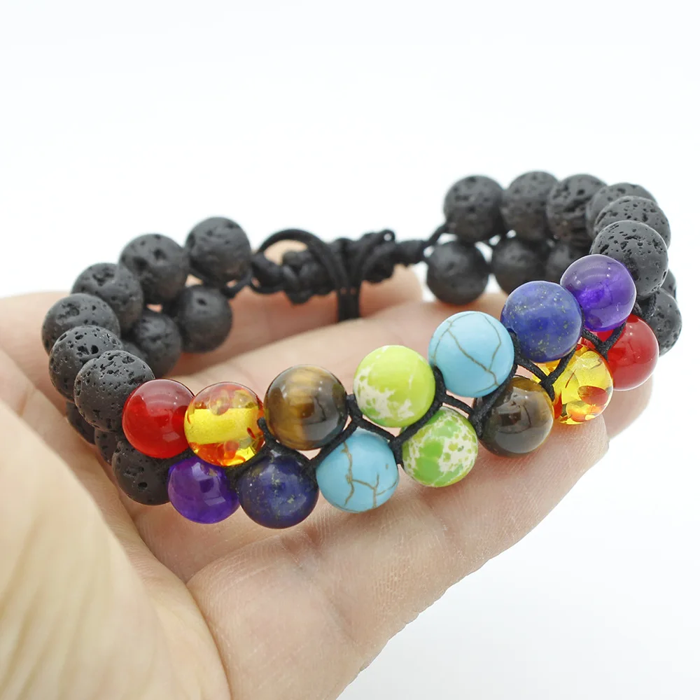 

Chakra Bracelet 7 Chakras Healing Crystals Bracelet Yoga Stone Beads Bracelets Meditation Relax Anxiety Bangle CLLB014, As the pictures