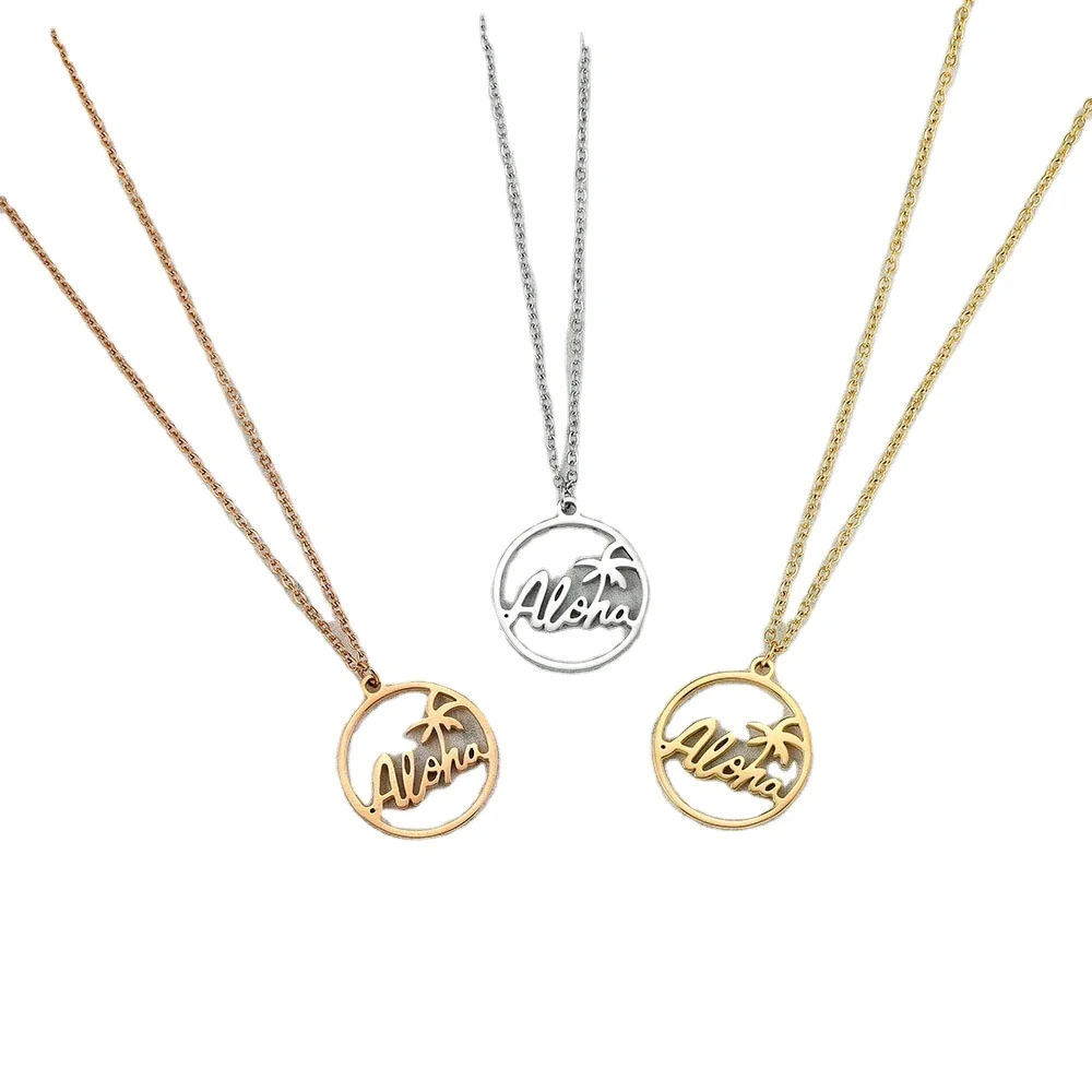 

ALOHA Coconut Tree Stainless Steel Pendant Necklace