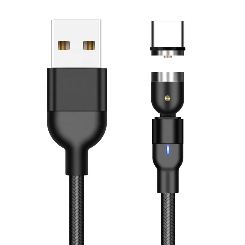

Intman 2021 New Arrivals 3 in 1 1m 540 degree Customized Magnetic Charging Cable with LED Light Nylon Braided for Charger, Black,red