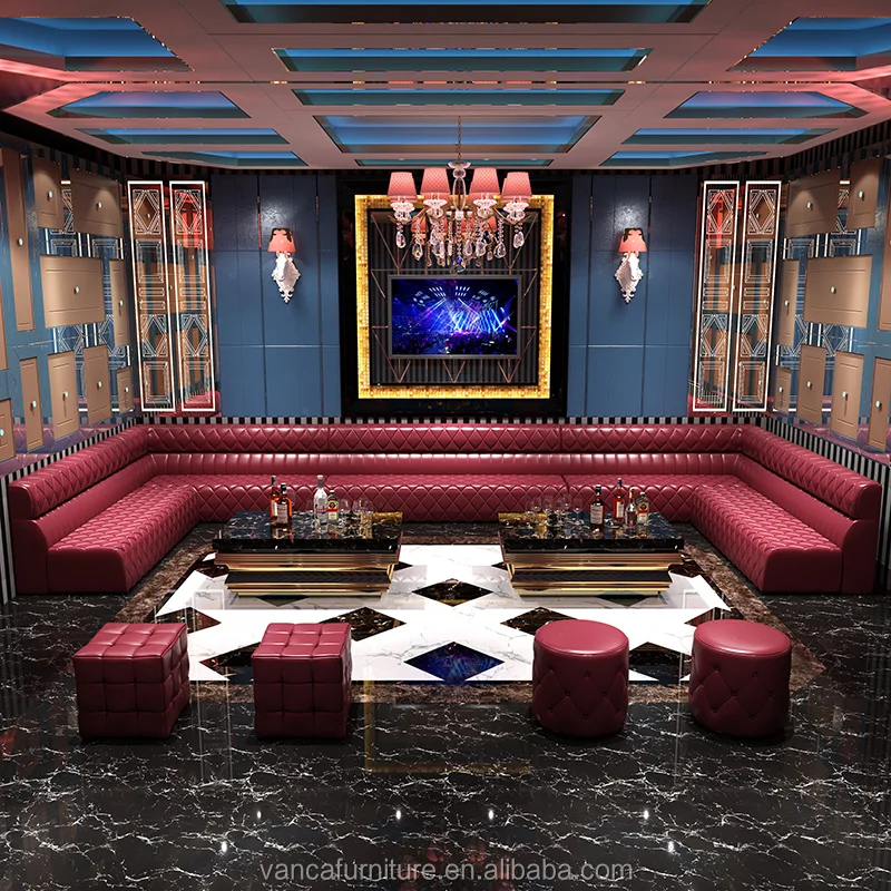 Modern Night Club Chaise Lounge Faux Leather Sofa With Stool Buy Faux