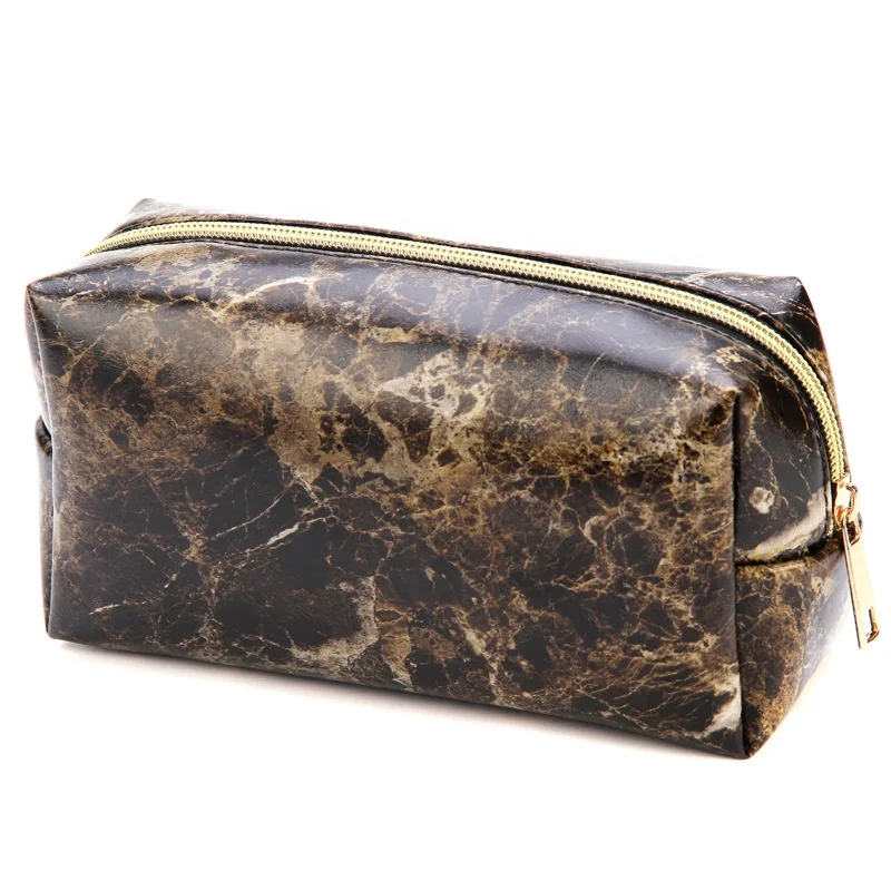 

Classic Travel Portable Marbling PU Organizer Black Mini Makeup Bag, Black customized color