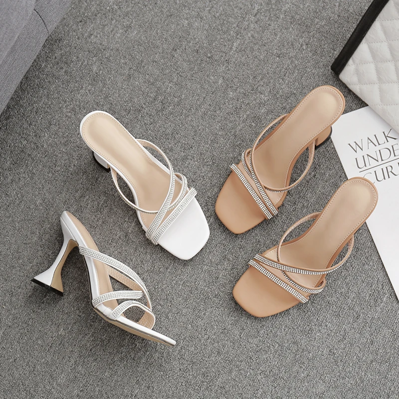 

New 2021 fashion new water drill cross high heel slippers