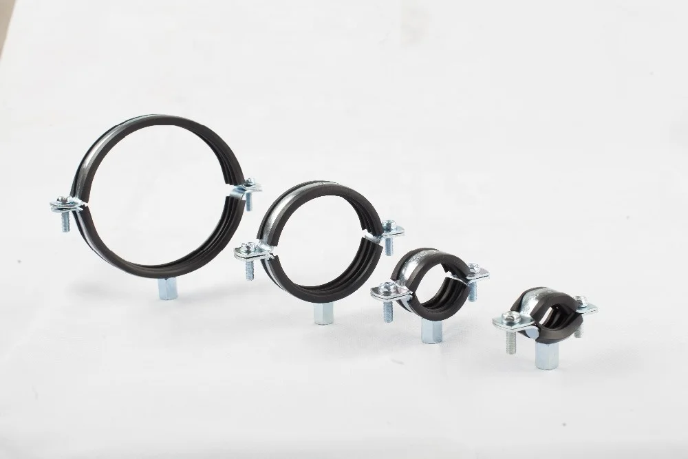 
stainless steel wall mount pipe clamp with rubber 