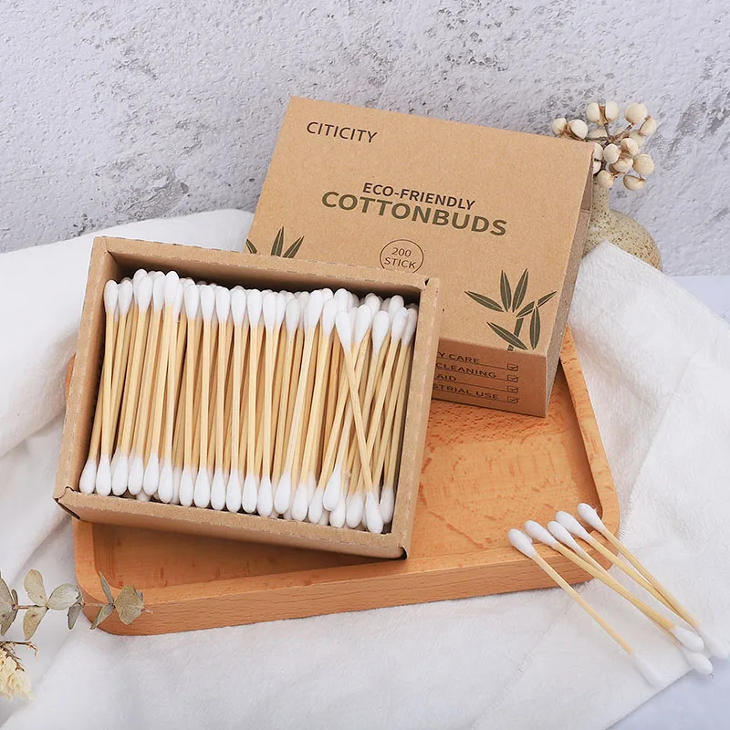 

Organic bamboo cotton swabs,biodegradable q tips cotton swabs,eco cotton swab lipstick makeup remover, Nature