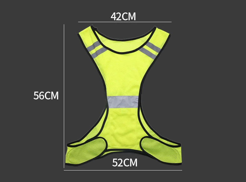 Hi vis Night Running Jogging Cycling Hiking Motorcycle Reflective Safety Vest with Pocket & Adjustable Strap