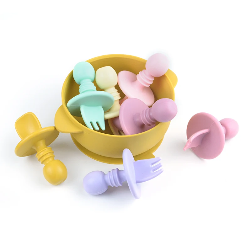 

Hot Sale New BPA Free Silicone Baby Spoon for Infant Baby Training Baby Feeding fork, Customized color