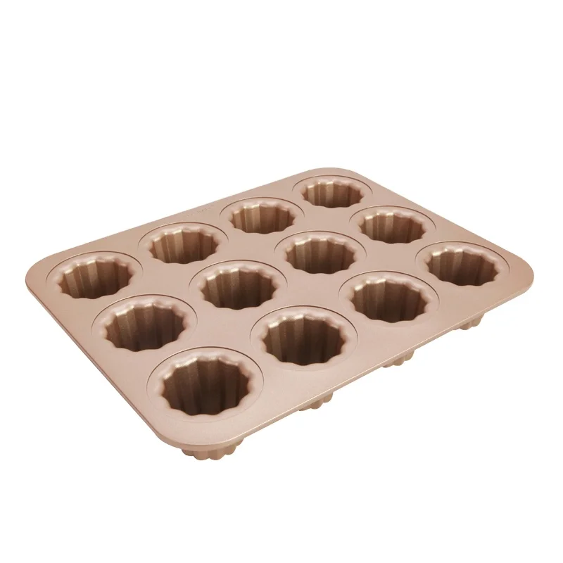 

CHEFMADE Bakeware 12-Cavity Non-Stick Cannele Muffin Cupcake Cake Pan Canele Mold for Oven Baking, Champagne gold