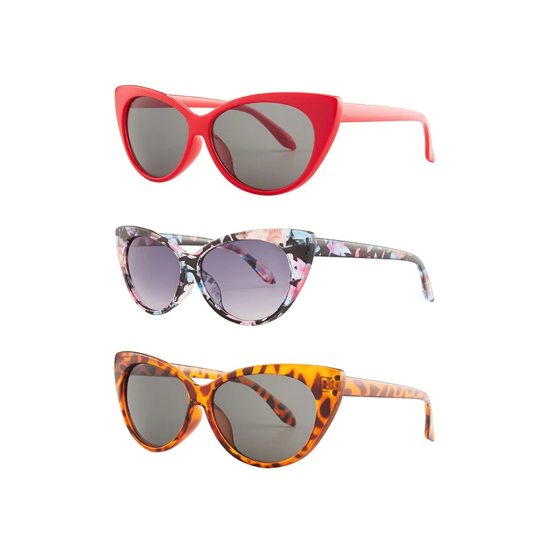 

WIIPU New Cat Eye Sunglasses Women Retro Printing Big Frame Sunglasses Fashion Eyewear UV400