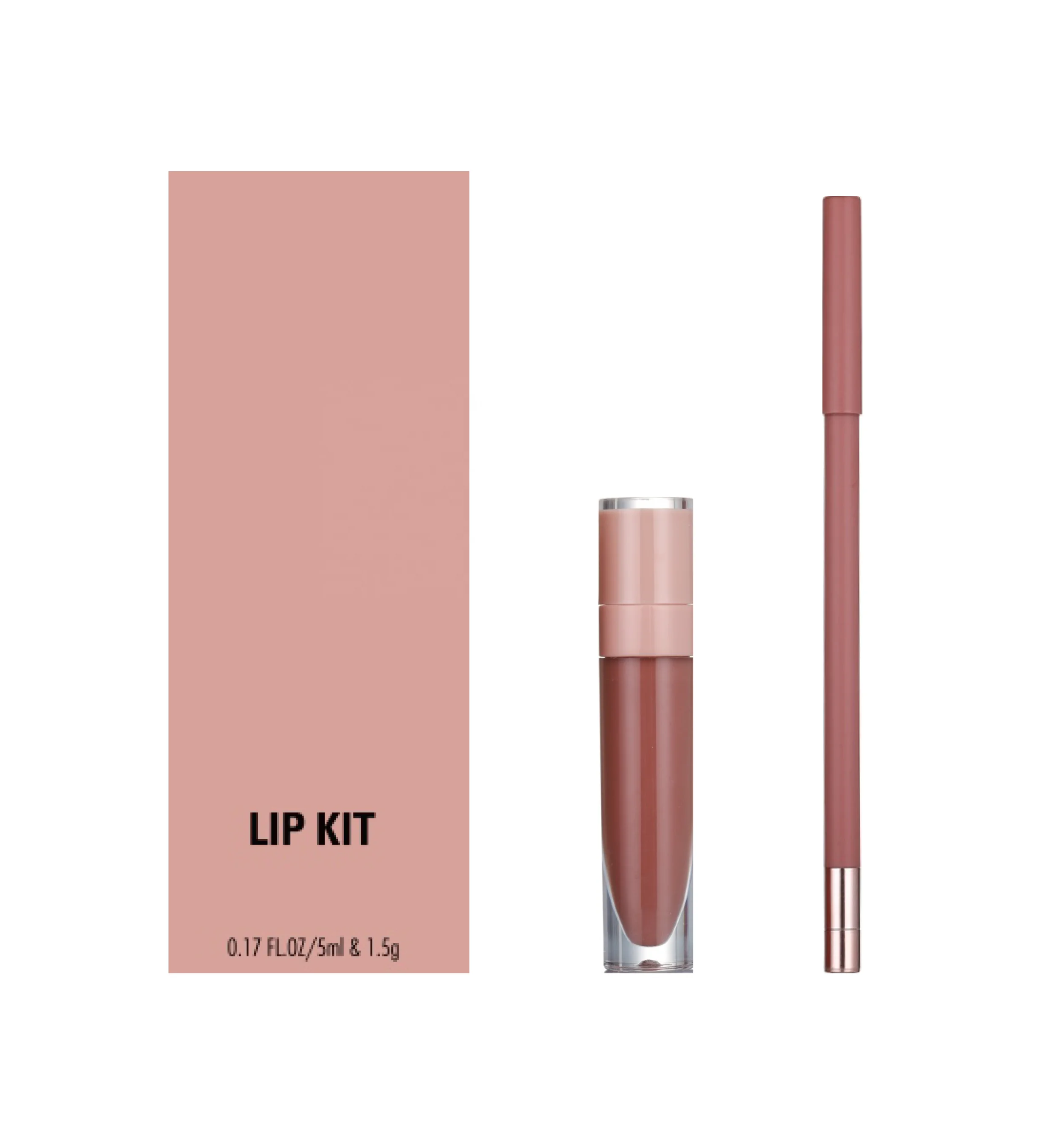 

Customized vegan nude lip kit packaging matte lip gloss liner private label