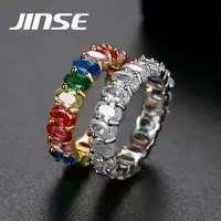 

LUOTEEMI Mix ZA Rainbow Colorful Glass Crystal Rhinestone Infinity Ring Wedding Cocktail Party Rings Women Female Gift Ring