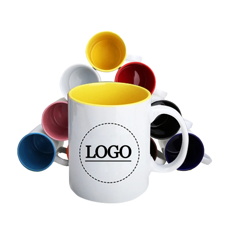 

Custom Porcelain Mugs Cups Plain White sublimation Ceramic Mugs Blank Promotional Gift Coffee Ceramic Mugs, Customized colors acceptable