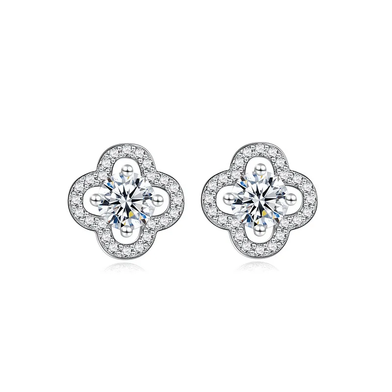 

Four Leaf Clover 925 Sterling Silver Moissanite earrings Stud Earrings for women 2021, Extremely white