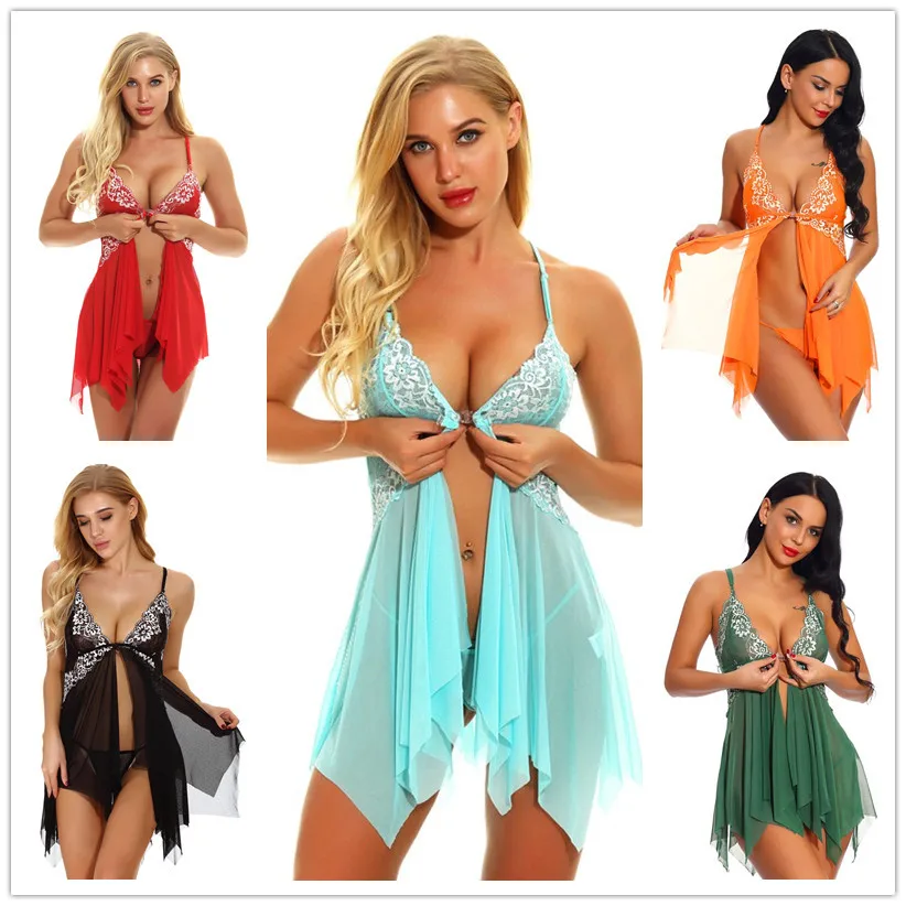 

V-neck Lace Suspender Pajamas Plus Size Sexy Lingerie