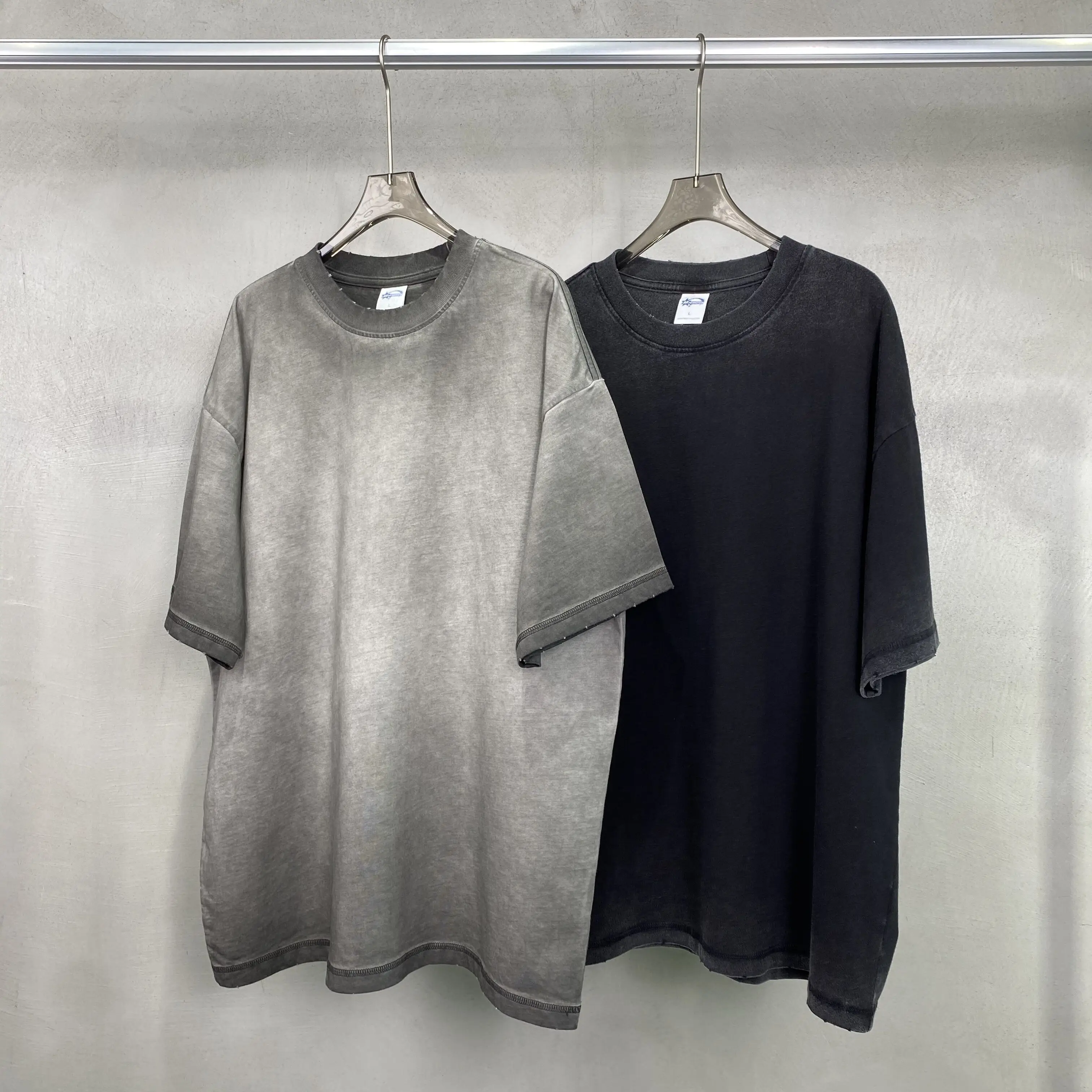 2025 Summer Heavyweight Retro Washed Mens Boxy T Shirt Round Neck Custom Screen Printing Logo Cotton Fabrics for Mens T-shirt