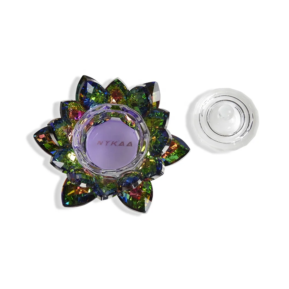 

Top Quality Unique luxury lotus flower glass acrylic nail cup for storage powder liquid, Green/blue/purple/yellow/red