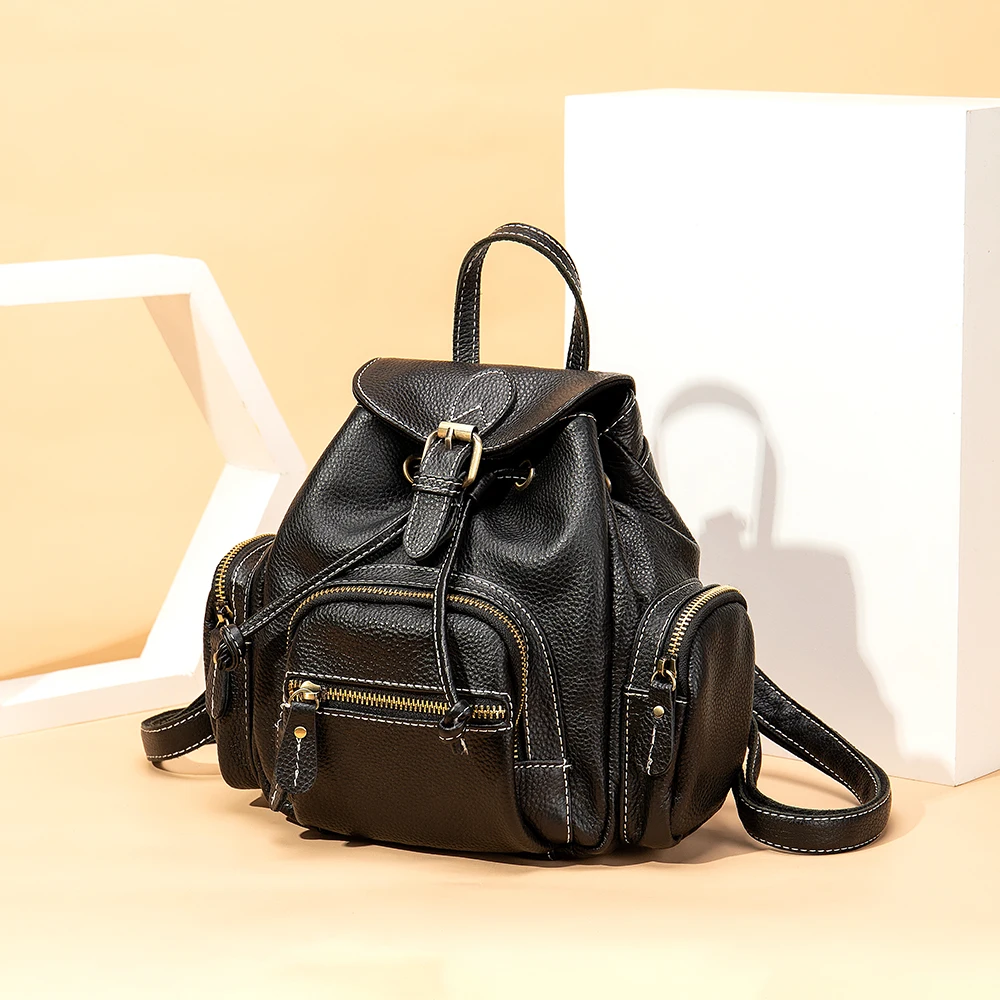 

WESTAL 9579 Wholesale Large Capacity Casual Students School Bag women mini leather backpack, Black