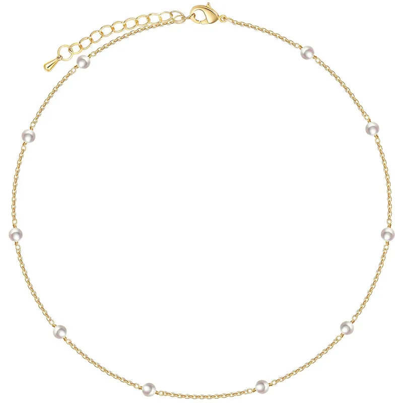 

Sandro stainless steel necklace Satellite chain 14k gold plated copper simple bead women necklace chocker chain