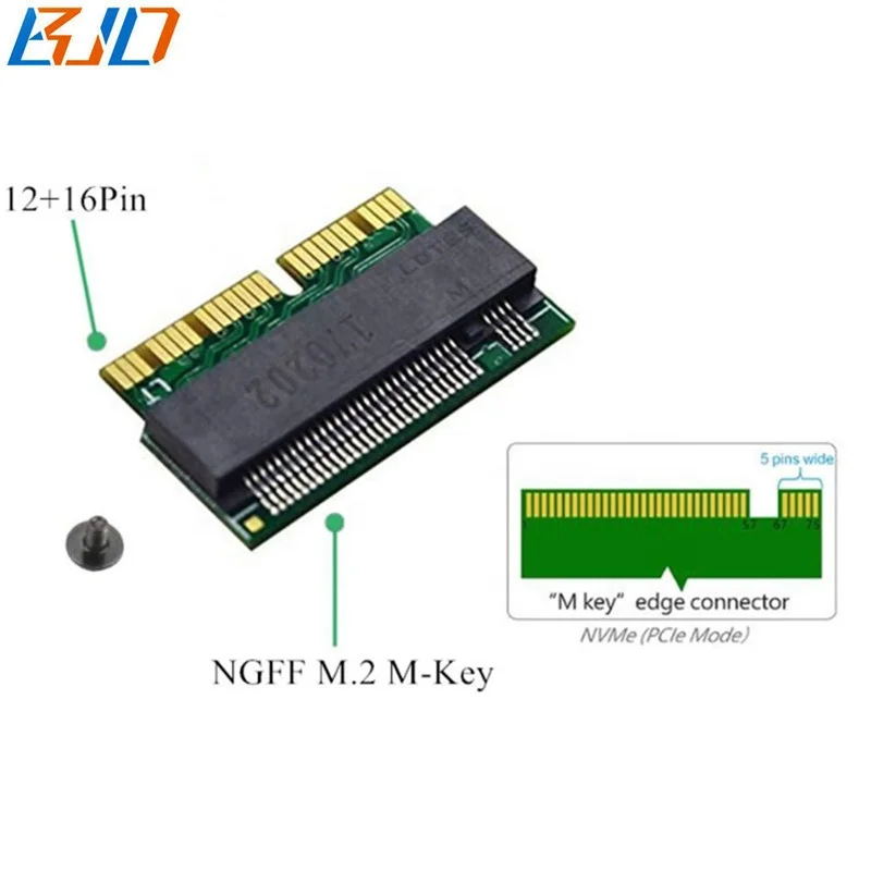 

M.2 NGFF M-Key 12+16Pin NVME AHCI SSD Convert Card Adapter for 2013~2017 MacBooks Air A1465 A1466 Pro A1398 A1502