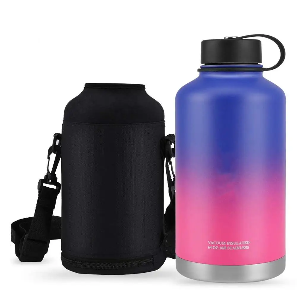 

BPA-free leak-proof 64oz 18/8 stainless steel water bottle with custom logo and color and travel bag XL-02 flask pump sprayer