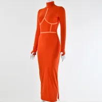 

Maxi Long Sleeve Cotton Sexy Bodycon Dress 2019