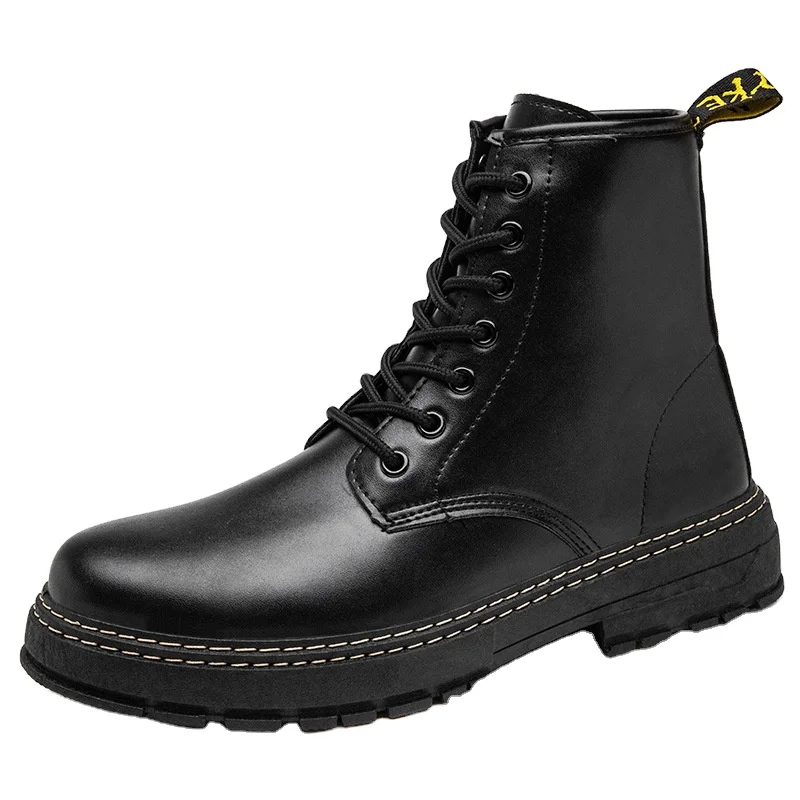 

Explosive 2022 autumn boots high-top trend new military boots British style black men's leather boots wholesale