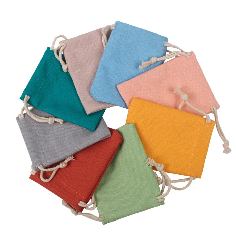 

Eco-Friendly Cheap Stock Cotton Pouch Drawstring Small Full Colour Cotton Bag Wholesale