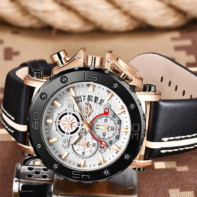 

Top Brand LIGE 9996 Men Watches Fashion Sport Leather Watch Mens Luxury Date Waterproof Quartz Chronograph Relogio Masculino, 6colors