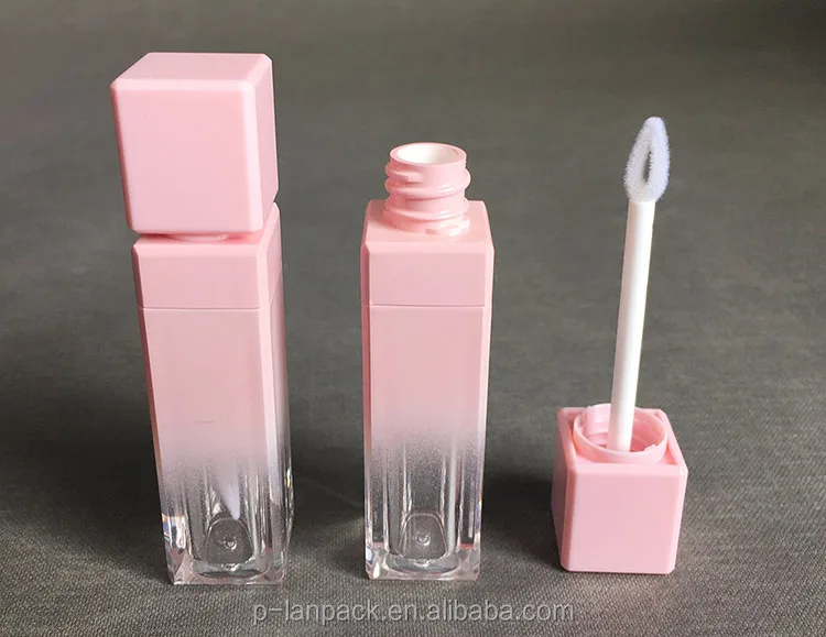 Stock Cute Pink Square 8ml Lipgloss Packaging Custom Empty Makeup Lip