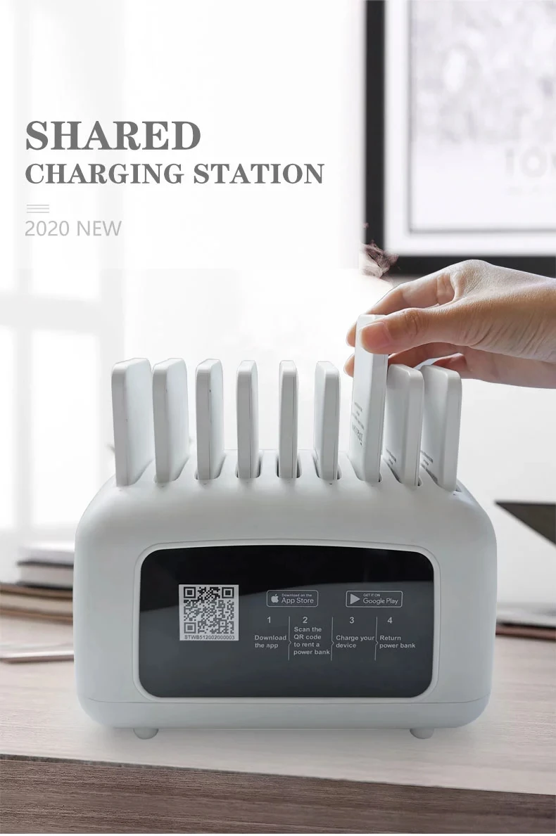multiple mobile phone rental power bank charging station with 9pcs battery rental for coffee shop restaurant library - ANKUX.COM