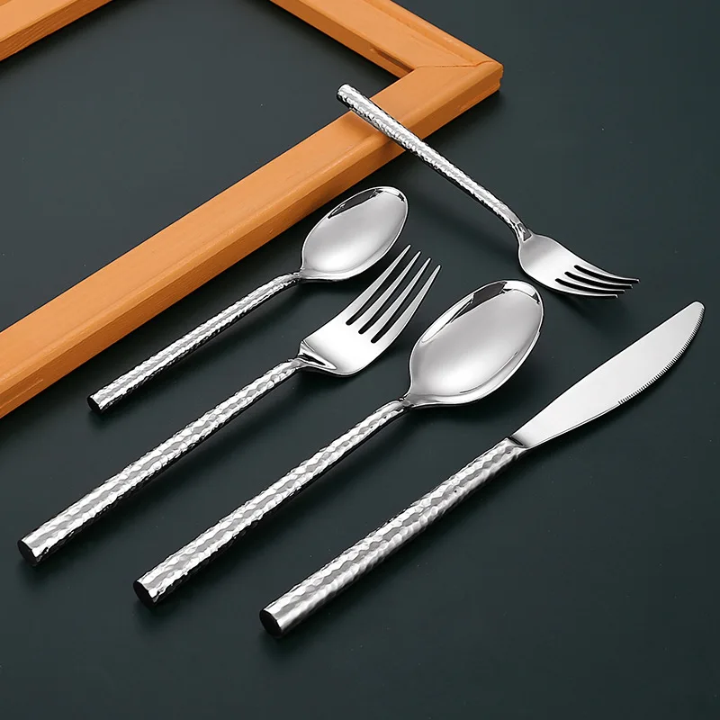 

New Round Handle Freezing Point 304 Stainless Steel Flatware Set Steak Knife Fork Spoon Gold Silverware Wedding Cutlery Set