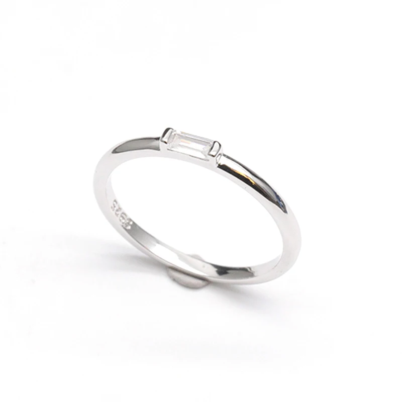 Exquisite Vintage 925 Sterling Silver square Cubics Zirconia Oxide Ring for Women Stacking Jewelry Gifts