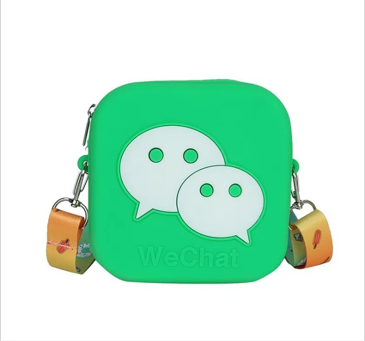 

2021 Hot Selling Cartoon Tik Tok Handbags Latest popular Children's Messenger Bag Tik Tok Wechat pattern lovely coin purses, Yellow/black/purple/green/rose/pink